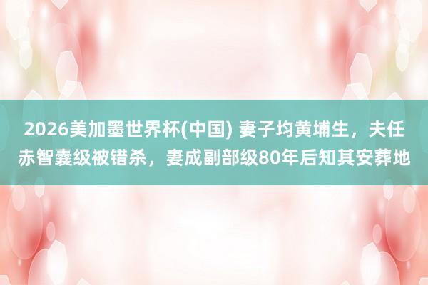 2026美加墨世界杯(中国) 妻子均黄埔生，夫任赤智囊级被错杀，妻成副部级80年后知其安葬地