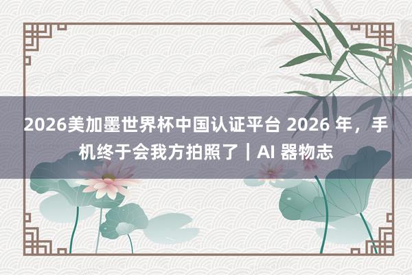 2026美加墨世界杯中国认证平台 2026 年，手机终于会我方拍照了｜AI 器物志