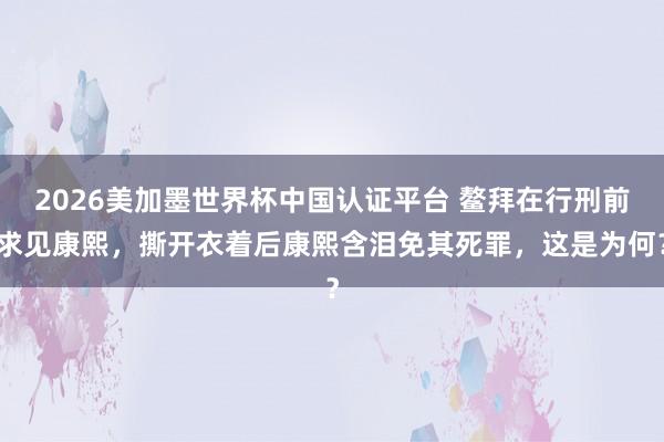 2026美加墨世界杯中国认证平台 鳌拜在行刑前求见康熙，撕开衣着后康熙含泪免其死罪，这是为何？