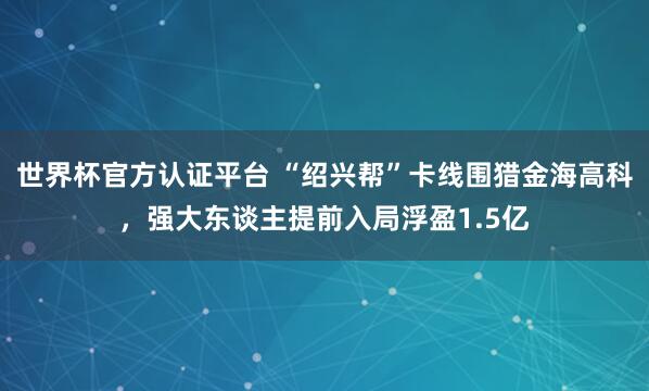 世界杯官方认证平台 “绍兴帮”卡线围猎金海高科,强大东谈主提前入局浮盈1.5亿