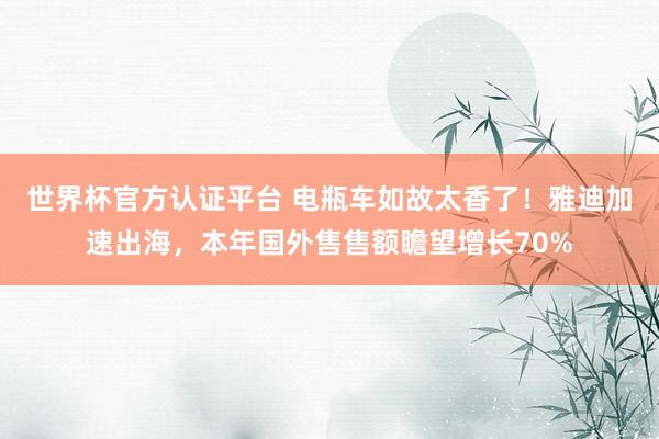 世界杯官方认证平台 电瓶车如故太香了！雅迪加速出海，本年国外售售额瞻望增长70%
