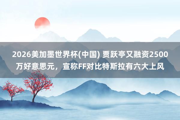 2026美加墨世界杯(中国) 贾跃亭又融资2500万好意思元，宣称FF对比特斯拉有六大上风