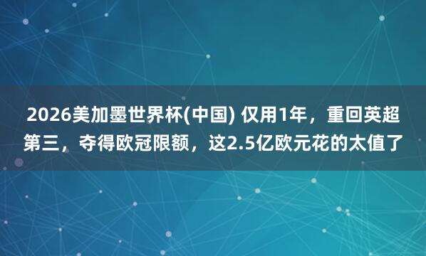 2026美加墨世界杯(中国) 仅用1年,重回英超第三,夺得欧冠限额,这2.5亿欧元花的太值了