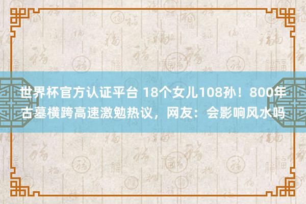 世界杯官方认证平台 18个女儿108孙！800年古墓横跨高速激勉热议，网友：会影响风水吗
