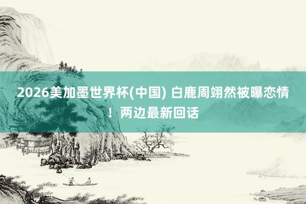 2026美加墨世界杯(中国) 白鹿周翊然被曝恋情！两边最新回话
