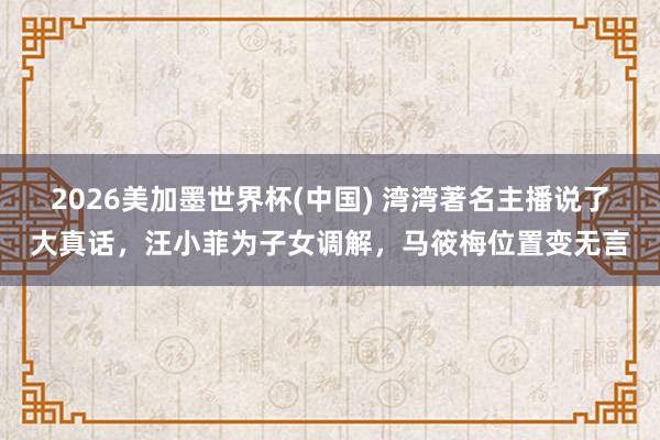 2026美加墨世界杯(中国) 湾湾著名主播说了大真话，汪小菲为子女调解，马筱梅位置变无言