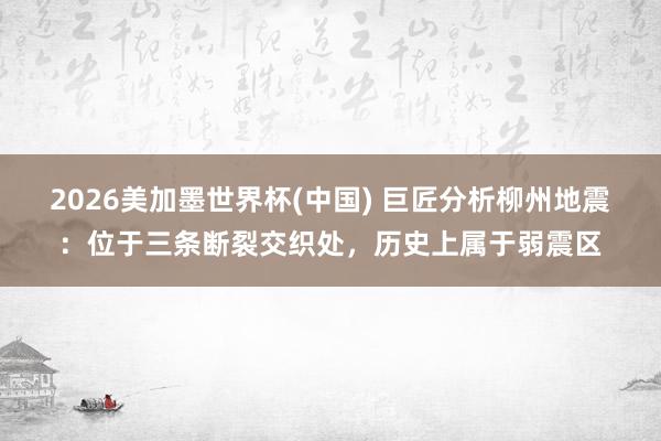 2026美加墨世界杯(中国) 巨匠分析柳州地震:位于三条断裂交织处,历史上属于弱震区