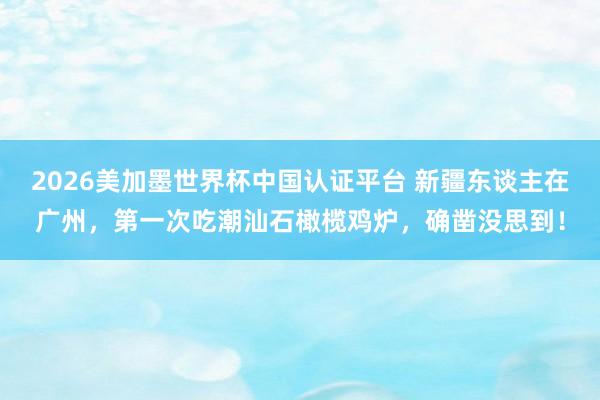 2026美加墨世界杯中国认证平台 新疆东谈主在广州，第一次吃潮汕石橄榄鸡炉，确凿没思到！