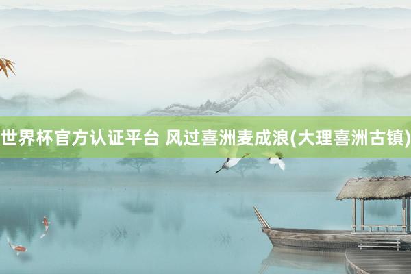 世界杯官方认证平台 风过喜洲麦成浪(大理喜洲古镇)