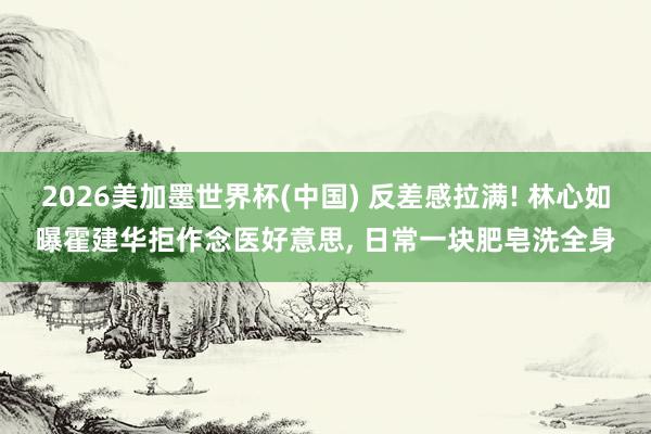 2026美加墨世界杯(中国) 反差感拉满! 林心如曝霍建华拒作念医好意思， 日常一块肥皂洗全身