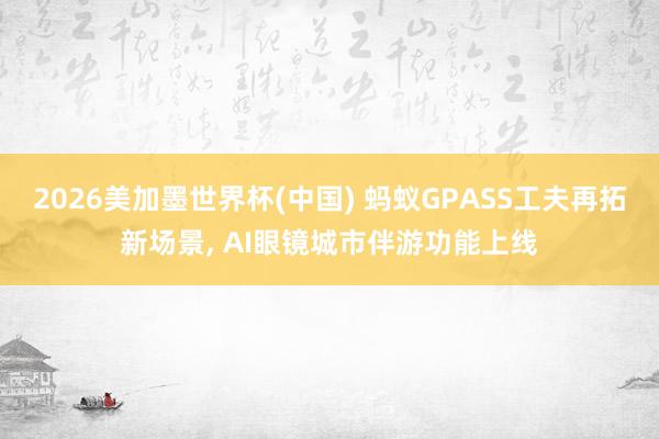 2026美加墨世界杯(中国) 蚂蚁GPASS工夫再拓新场景， AI眼镜城市伴游功能上线