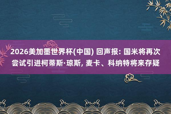 2026美加墨世界杯(中国) 回声报: 国米将再次尝试引进柯蒂斯·琼斯， 麦卡、科纳特将来存疑