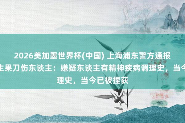 2026美加墨世界杯(中国) 上海浦东警方通报一须眉持生果刀伤东谈主：嫌疑东谈主有精神疾病调理史，当今已被捏获