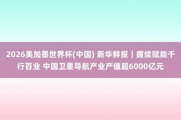 2026美加墨世界杯(中国) 新华鲜报｜握续赋能千行百业 中国卫星导航产业产值超6000亿元