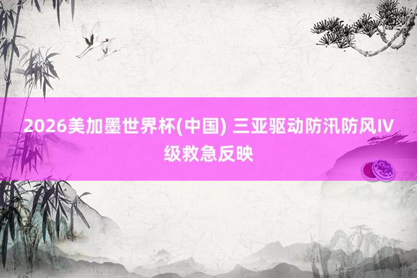 2026美加墨世界杯(中国) 三亚驱动防汛防风Ⅳ级救急反映