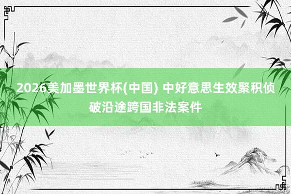 2026美加墨世界杯(中国) 中好意思生效聚积侦破沿途跨国非法案件