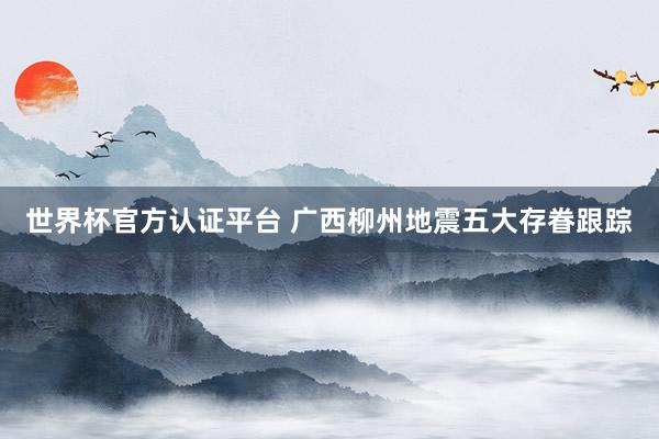世界杯官方认证平台 广西柳州地震五大存眷跟踪
