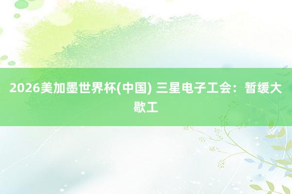 2026美加墨世界杯(中国) 三星电子工会：暂缓大歇工
