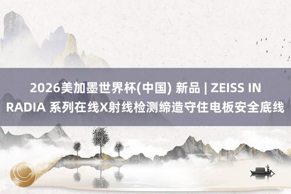 2026美加墨世界杯(中国) 新品 | ZEISS INRADIA 系列在线X射线检测缔造守住电板安全底线