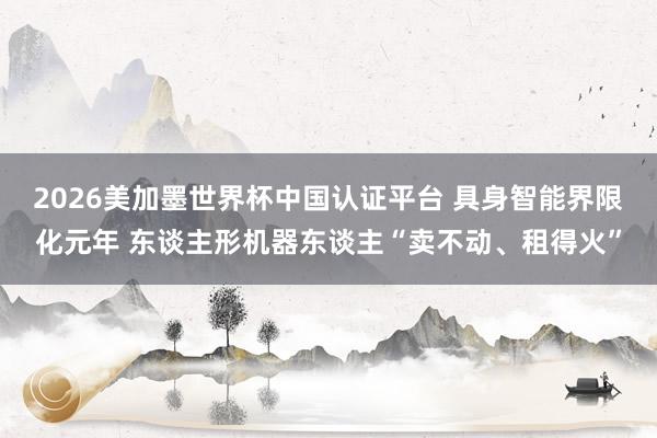 2026美加墨世界杯中国认证平台 具身智能界限化元年 东谈主形机器东谈主“卖不动、租得火”