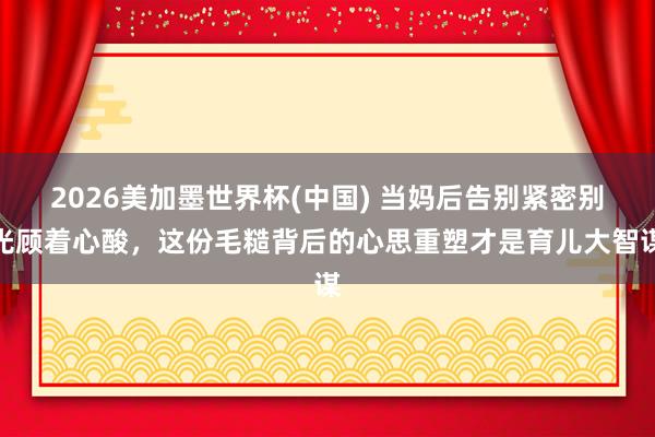 2026美加墨世界杯(中国) 当妈后告别紧密别光顾着心酸,这份毛糙背后的心思重塑才是育儿大智谋