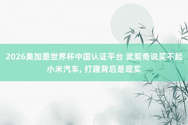 2026美加墨世界杯中国认证平台 武契奇说买不起小米汽车， 打趣背后是现实