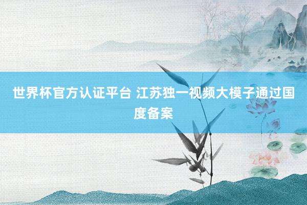 世界杯官方认证平台 江苏独一视频大模子通过国度备案