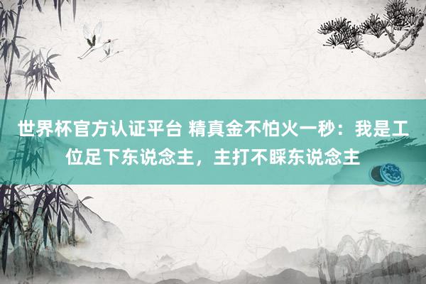 世界杯官方认证平台 精真金不怕火一秒：我是工位足下东说念主，主打不睬东说念主