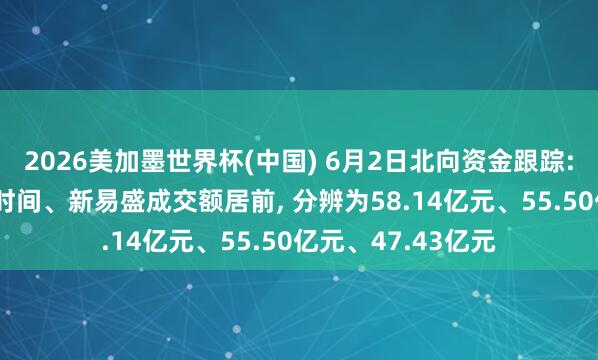 2026美加墨世界杯(中国) 6月2日北向资金跟踪: 中际旭创、宁德时间、新易盛成交额居前, 分辨为58.14亿元、55.50亿元、47.43亿元
