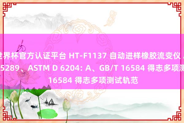 世界杯官方认证平台 HT-F1137 自动进样橡胶流变仪 ASTM D 5289、ASTM D 6204: A、GB/T 16584 得志多项测试轨范