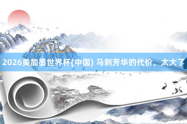 2026美加墨世界杯(中国) 马刺芳华的代价，太大了