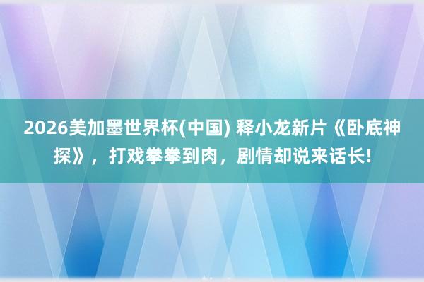 2026美加墨世界杯(中国) 释小龙新片《卧底神探》，打戏拳拳到肉，剧情却说来话长!