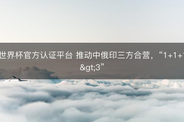 世界杯官方认证平台 推动中俄印三方合营，“1+1+1>3”
