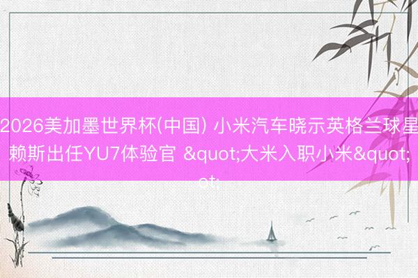 2026美加墨世界杯(中国) 小米汽车晓示英格兰球星赖斯出任YU7体验官 "大米入职小米"