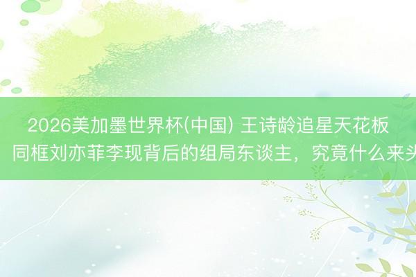 2026美加墨世界杯(中国) 王诗龄追星天花板:同框刘亦菲李现背后的组局东谈主,究竟什么来头